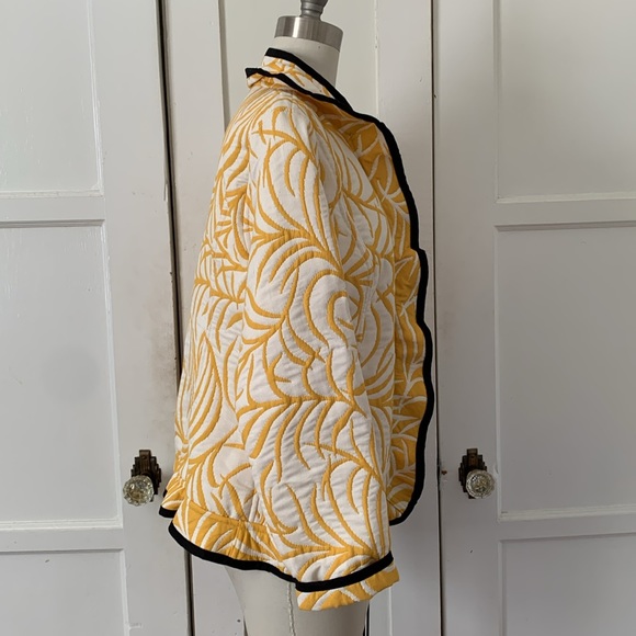 Museum Giftshop Lightweight Like New Quilted Jacket Yellow & Black Trim Sz Med - Picture 6 of 12